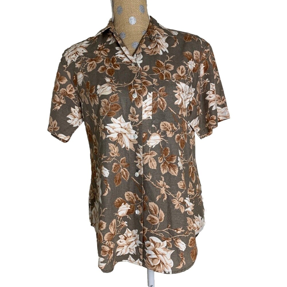 VTG BANANA REPUBLIC Safari & Travel Clothing Co. Button-Up Linen Blend Shirt XS